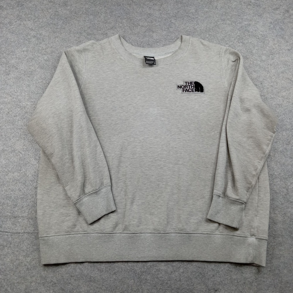 The North‎ Face Sweatshirt Womens XL Gray Fleece Crewneck Raglan Logo Pullover